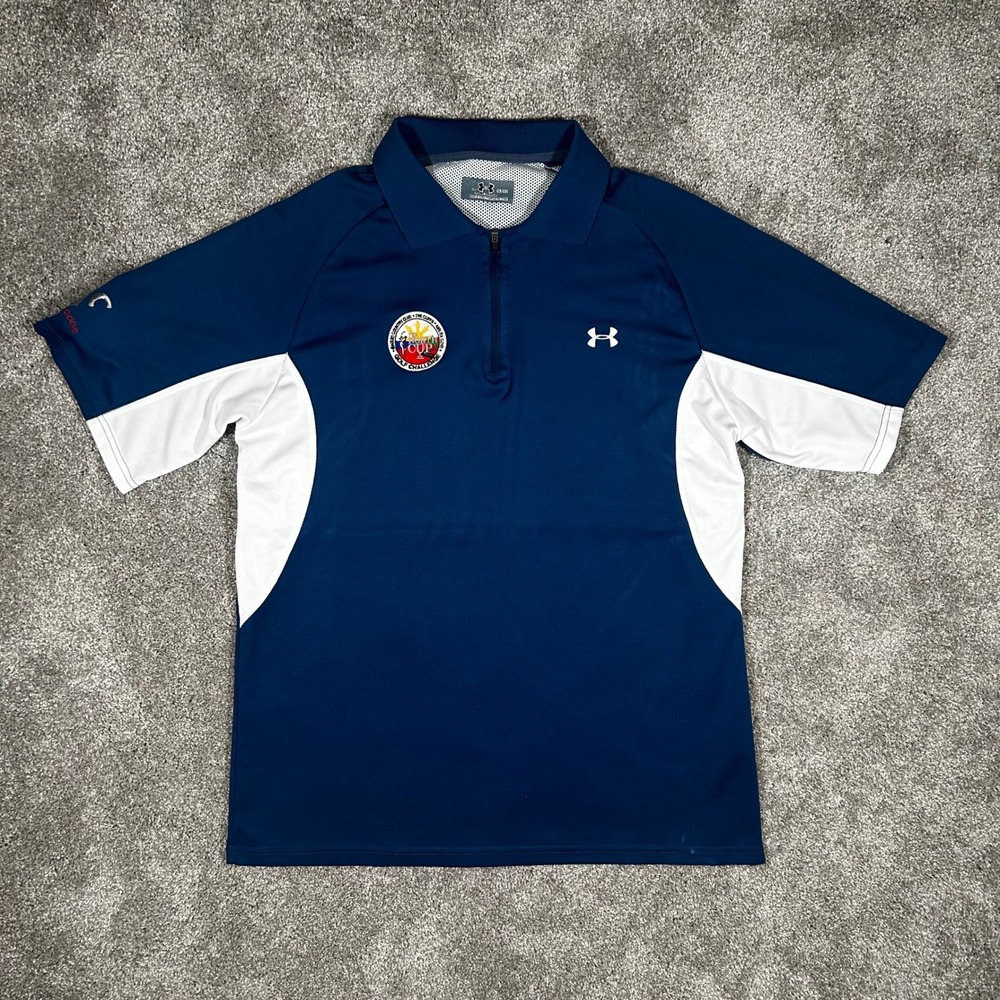 Under Armour Mens XL Navy Blue North Cup Golf Challenge Quarter Zip Polo Shirt
